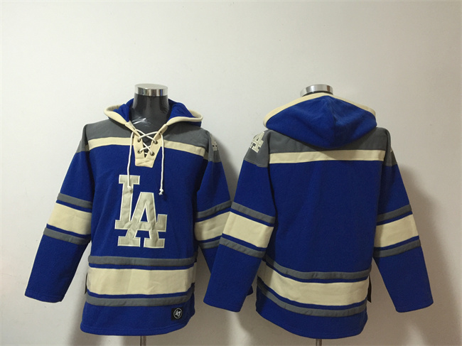 Men's Blue Los Angeles Dodgers Blank Ageless Must-Have Lace-Up Pullover Hoodie